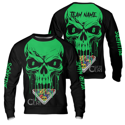 Customized Billiards Sweatshirt, Personalized Skull 8 Ball Jersey Gift For Billiard Players