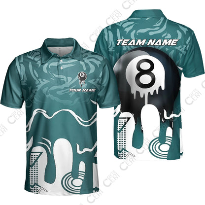 Customized Billiards Unisex Polo Shirt, Personalized Drip 8 Ball Jersey Gift For Billiard Players