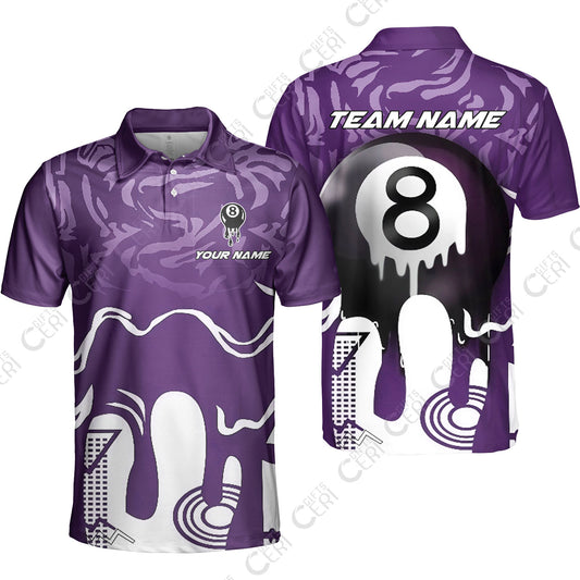 Customized Billiards Unisex Polo Shirt, Personalized Drip 8 Ball Jersey Gift For Billiard Players