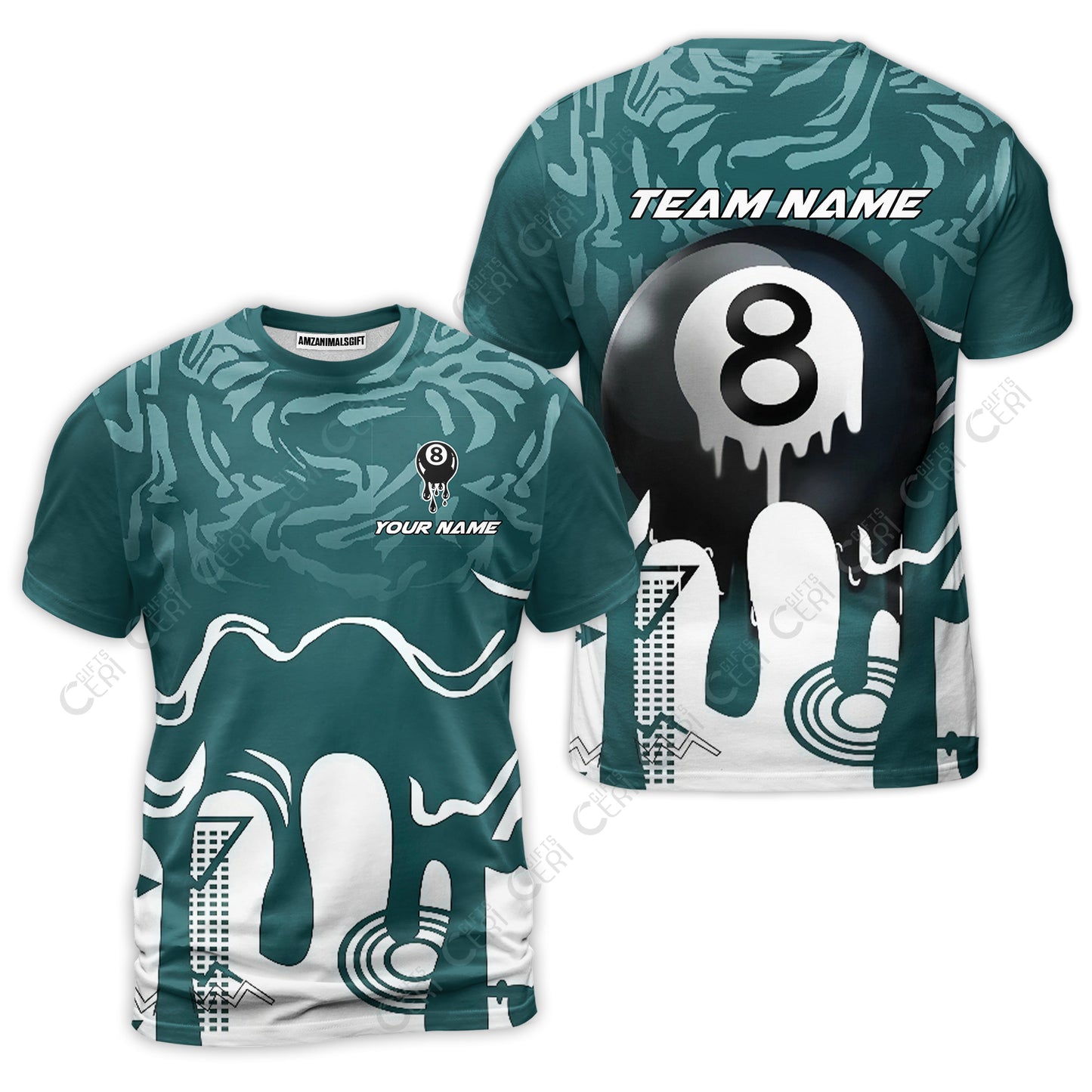 Customized Billiards T-Shirt, Personalized Drip 8 Ball Jersey Gift For Billiard Players
