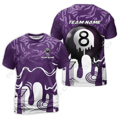 Customized Billiards T-Shirt, Personalized Drip 8 Ball Jersey Gift For Billiard Players