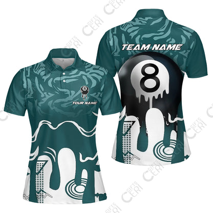 Customized Billiards Women Polo Shirt, Personalized Drip 8 Ball Jersey Gift For Billiard Players