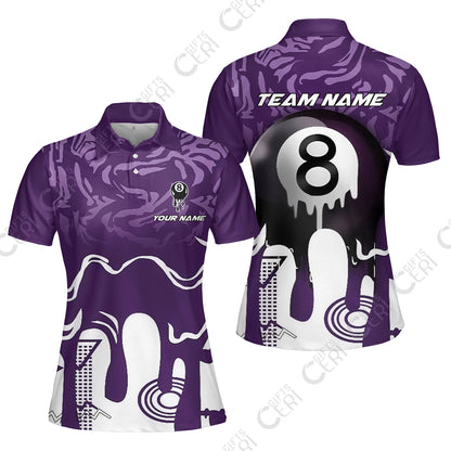 Customized Billiards Women Polo Shirt, Personalized Drip 8 Ball Jersey Gift For Billiard Players