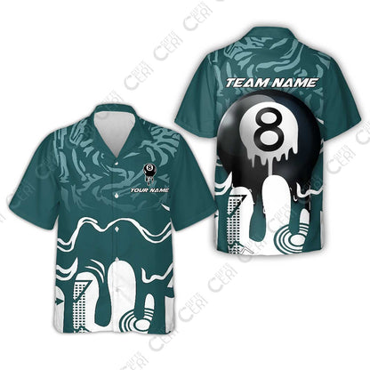 Customized Billiards Hawaiian Shirt, Personalized Drip 8 Ball Jersey Gift For Billiard Players