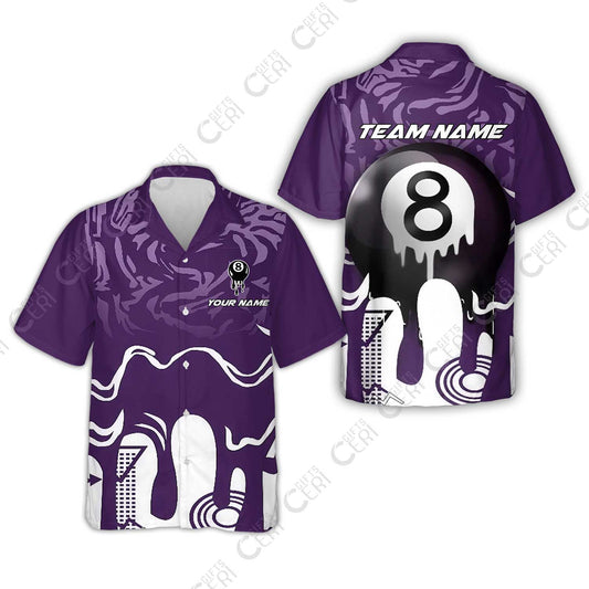 Customized Billiards Hawaiian Shirt, Personalized Drip 8 Ball Jersey Gift For Billiard Players