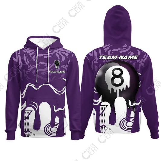 Customized Billiards Hoodies, Personalized Drip 8 Ball Jersey Gift For Billiard Players