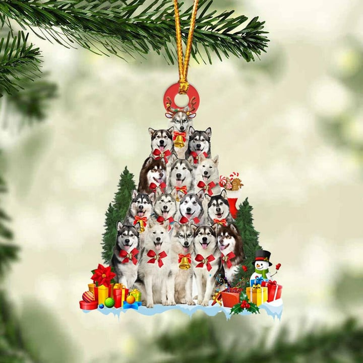 Alaskan Malamute Dog Christmas Tree Acrylic Ornament, Christmas Gift Ornament for Dog Lover, Holiday Decor