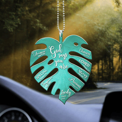 Tropical Monstera Leaf God Says Are You Acrylic Ornament, Perfect Christmas Gift For Family, Friends