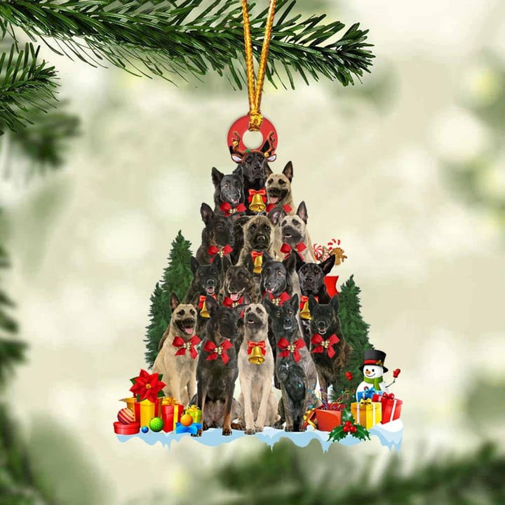 Dutch Shepherd Dog Acrylic Christmas Ornament, Dutch Shepherd Dog Christmas Tree, Christmas Gift Ornament for Dog Lover