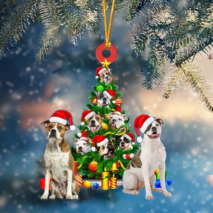 American Bulldog Dog Acrylic Christmas Ornament, American Bulldog Christmas Tree, Christmas Gift Ornament for Dog Lover