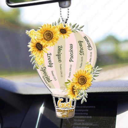 Floral Air Balloon God Says You Are Acrylic Car Ornament, Perfect Christmas Gift For Family, Friends
