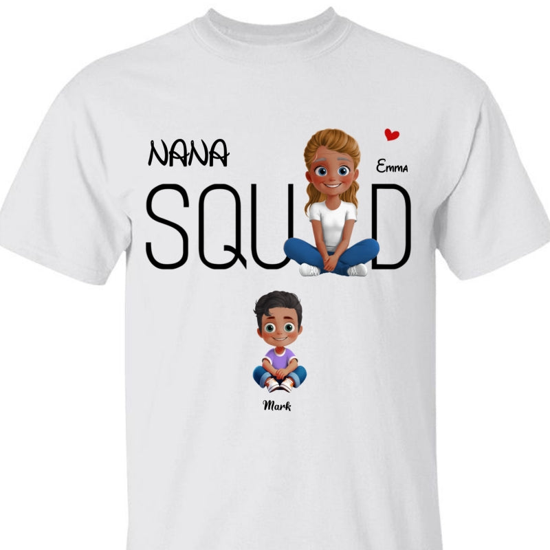 Personalized Gift For Grandma, Mom, Nana - Grandma Squad Shirt With Custom Kids On Mother's Day - HN35