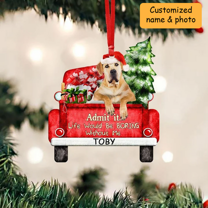 Customized Boerboel On The Red Truck Acrylic Christmas Ornament, Christmas Gift For Dog Lovers, Dog Owners