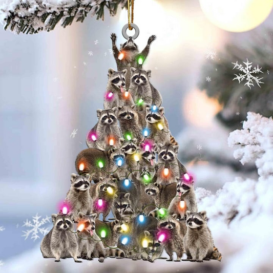 Raccoon Christmas Tree Acrylic Christmas Ornament, Christmas Gift Ornament for Raccoon Lover, Holiday Gifts