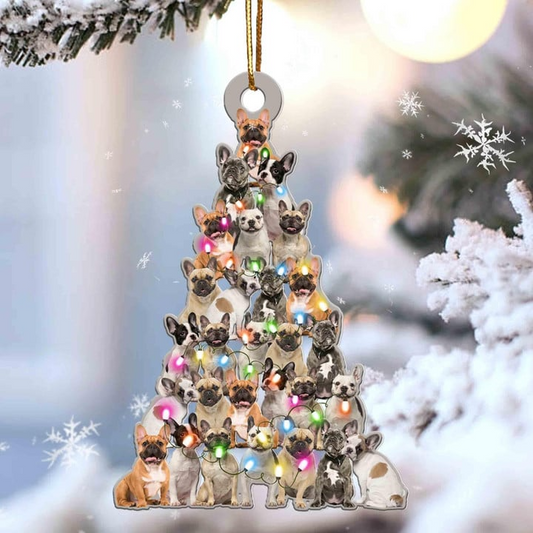 French Bulldog Dog Christmas Tree Acrylic Ornament, Christmas Gift Ornament for Dog Lover, Holiday Gifts