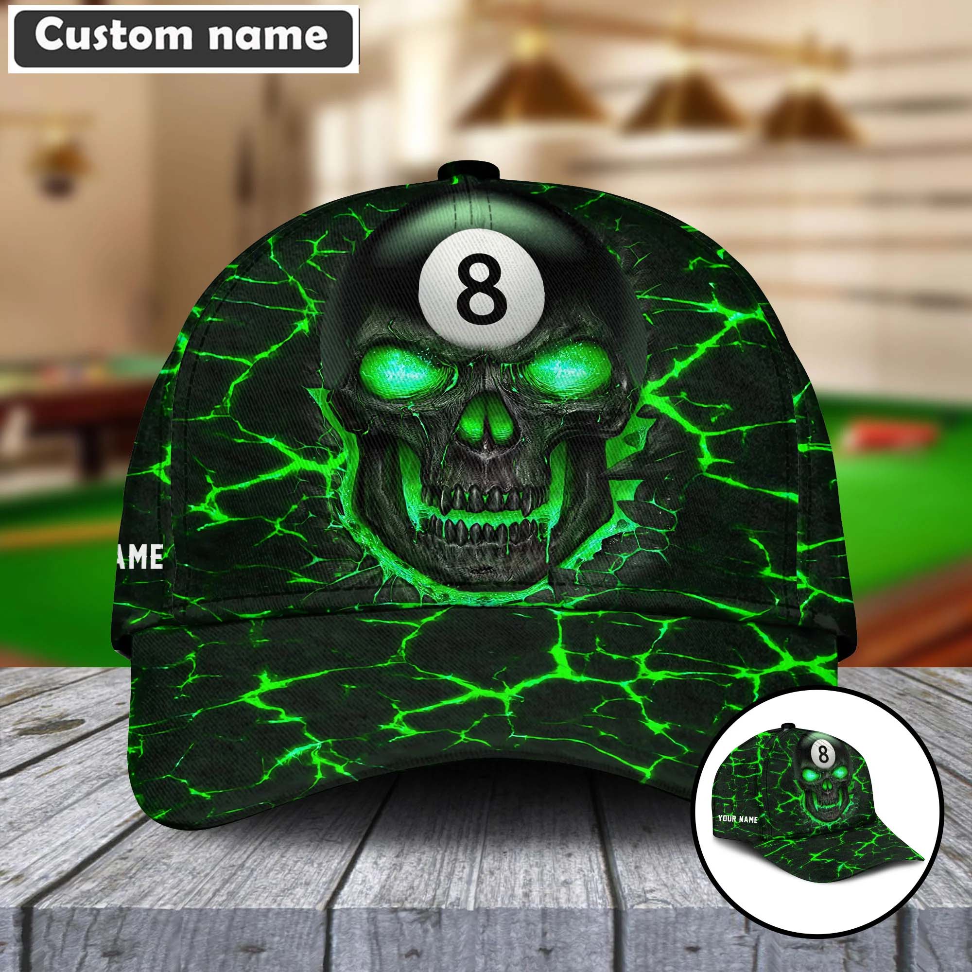 Personalized Billiards Skull Classic Cap Hat Gifts For Billiards Lovers