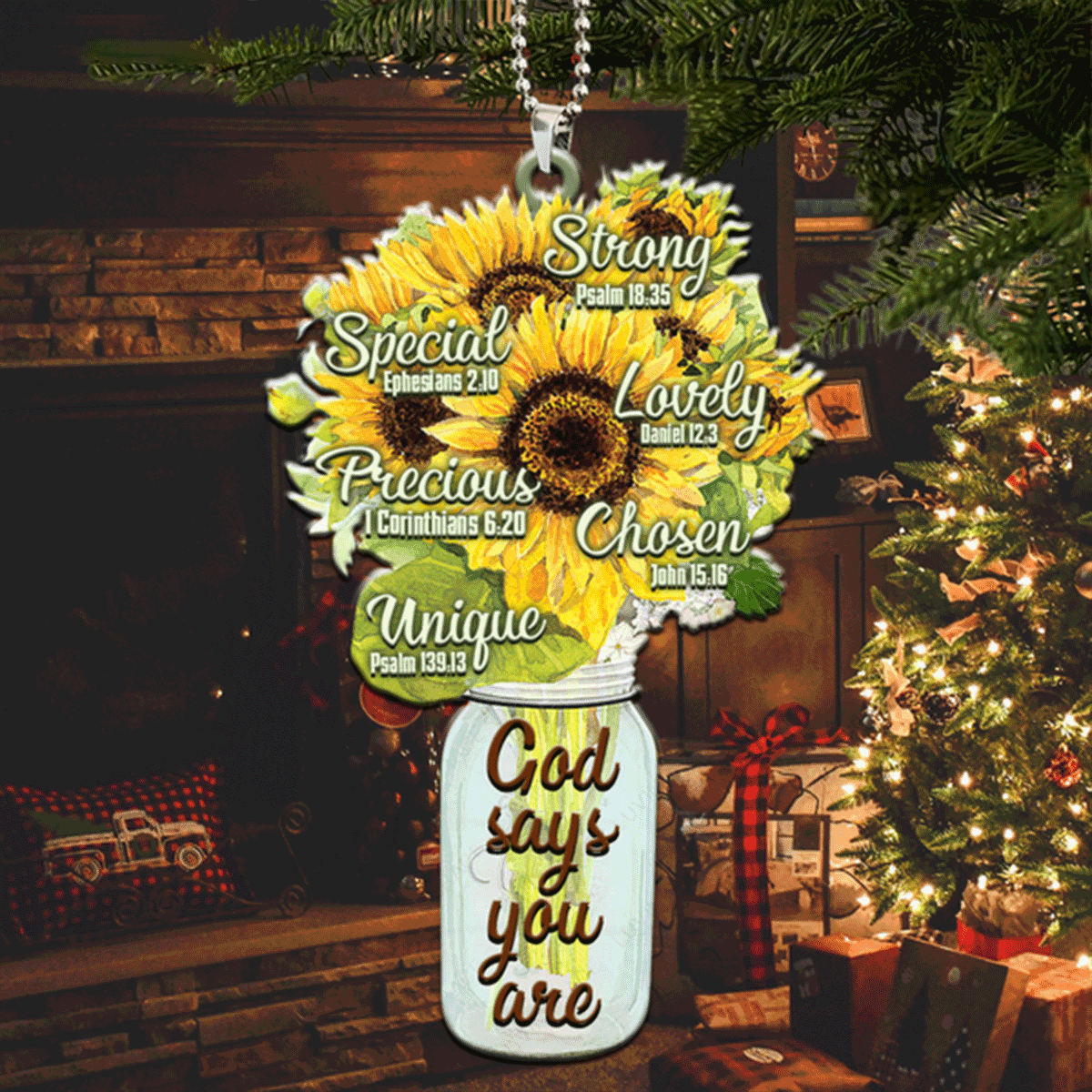 Sunflower God Says You Are Acrylic Ornament For Christian, Perfect Holiday Decor Ornament