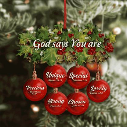 Christmas Flower Red Baubles God Says You Are Acrylic Ornament For Christian, God Faith Believers, Christmas Holiday Decor