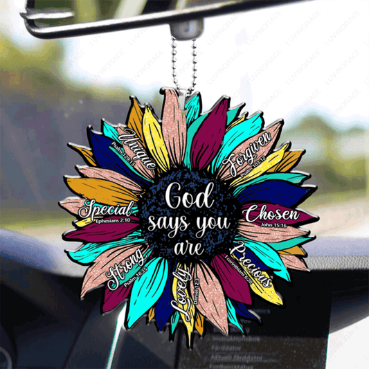 Fall Colors Sunflower Gods Say You Are Acrylic Car Ornament, Perfect Christmas Gift For Family, Friends