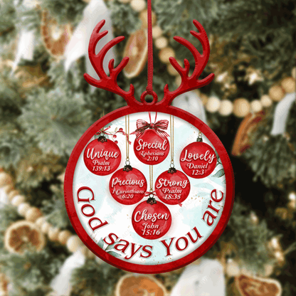 Christmas Deer Antlers God Says You Are Acrylic Ornament For Christian, God Faith Believers, Christmas Holiday Decor