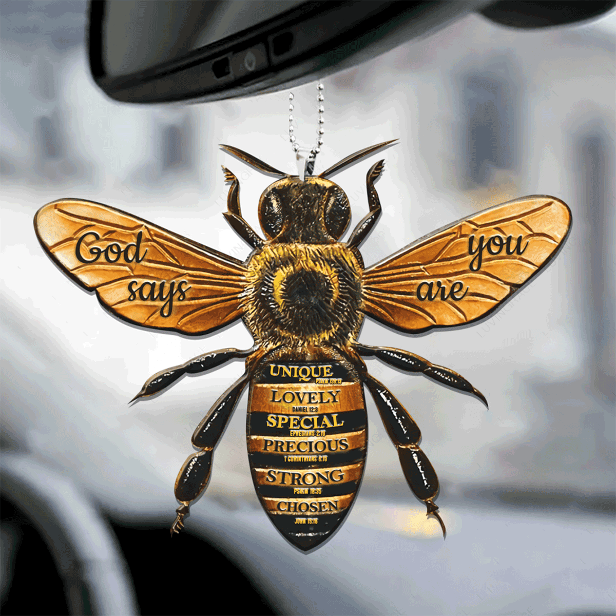 Bee God Says You Are Acrylic Car Ornament, Perfect Christmas Gift For Family, Friends