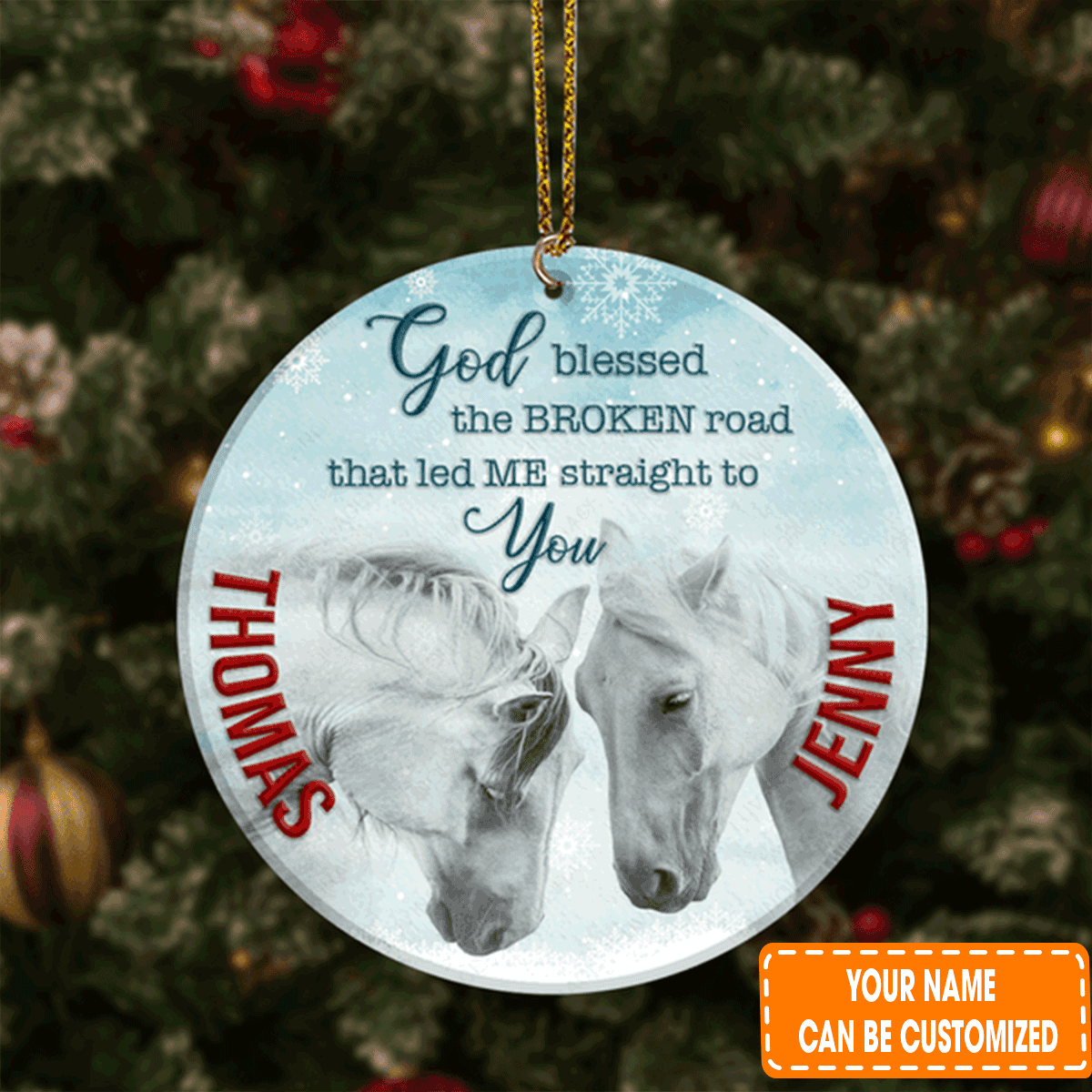 Personalized White Horse Couple Snow God Blessed Acrylic Ornament For Couple