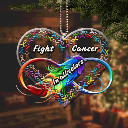 Jesus Acrylic Ornament, Fight Cancer In All Colors Acrylic Ornament For Christian, Holiday Decor