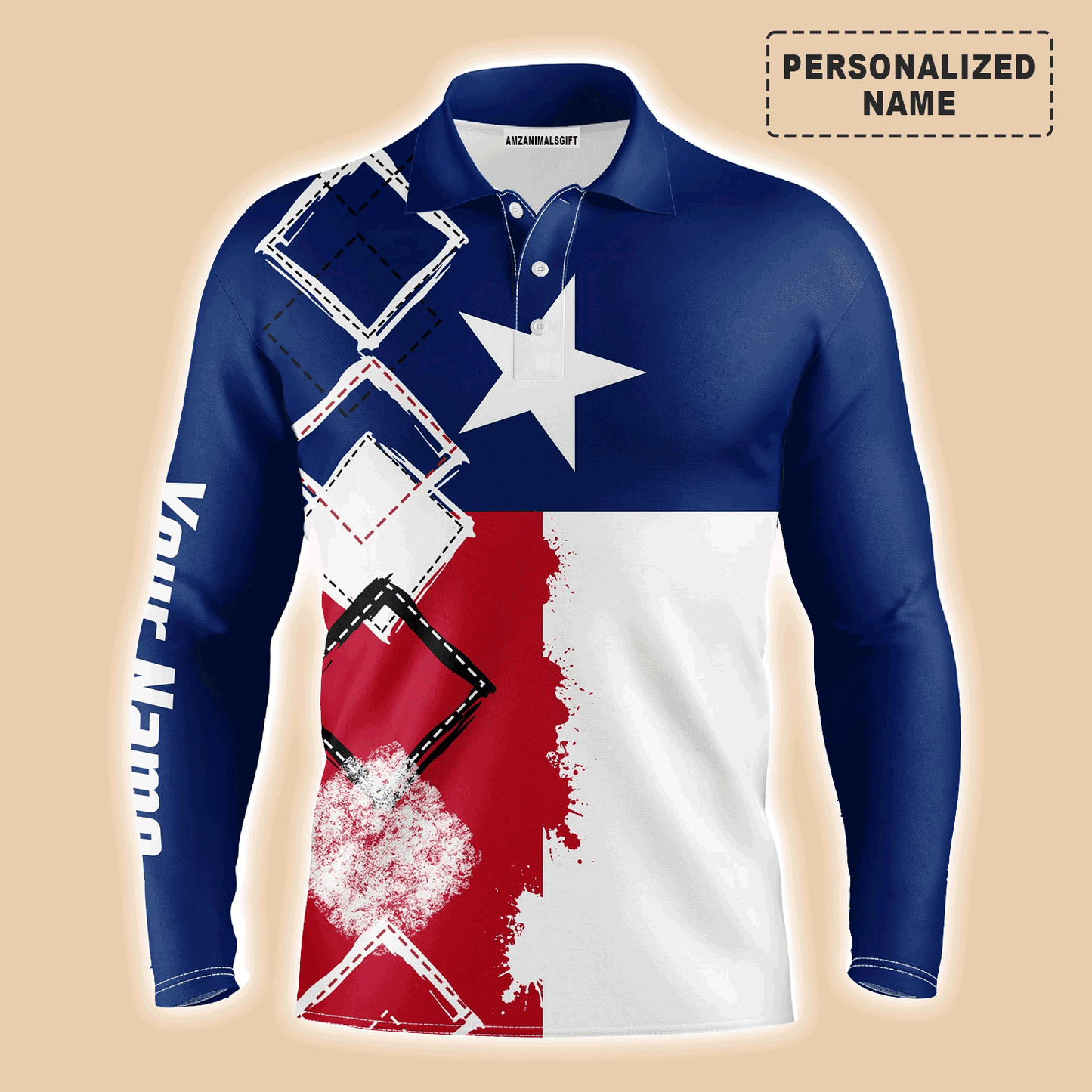 Golf Men Polo Shirt - Texas Flag Patriot Custom Name Apparel Men Golf Polo Shirt - Personalized Gift For Golf Lover, Team
