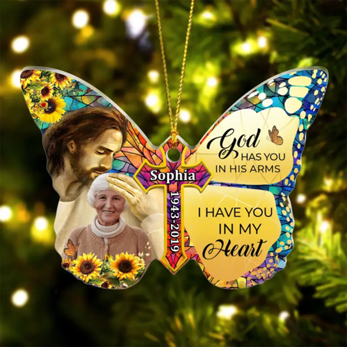 Personalized Mom Grandma Heart Memorial Acrylic Ornament God Has You In His Arms, Memorial Gift For Family, Friends