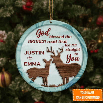 Christmas Deer Couple God Blessed Acrylic Ornament For Christian, Christmas Ornament Holiday Decor