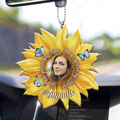 Custom Jesus Acrylic Ornament, Personalized Sunflower God Has You In His Arms Acrylic Ornament For Couple, Christian, Holiday Decor