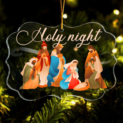 Native Scene Holy Night Acrylic Ornament, Perfect Christmas Gift For Family, Friends, Holiday Decor