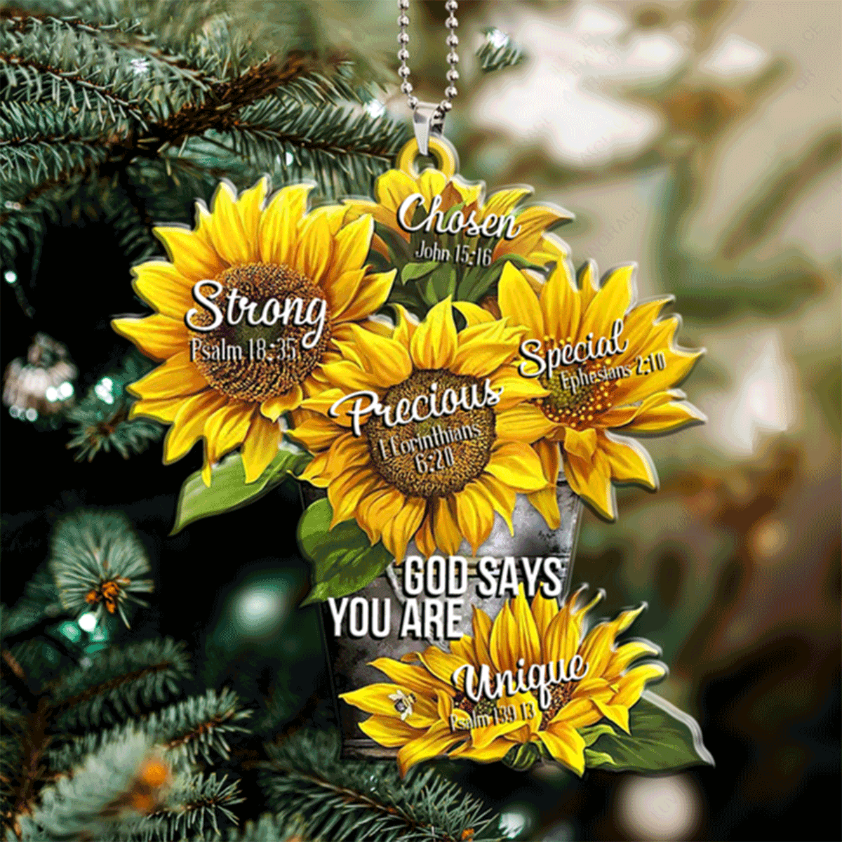 Sunflower God Says You Are Acrylic Ornament, Perfect Holiday Gift Decor