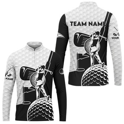 Golf Custom Name Long Sleeve Jersey Shirt - Golf Clubs Golf Ball Apparel - Personalized Gift For Golf Lover, Team, Golfer