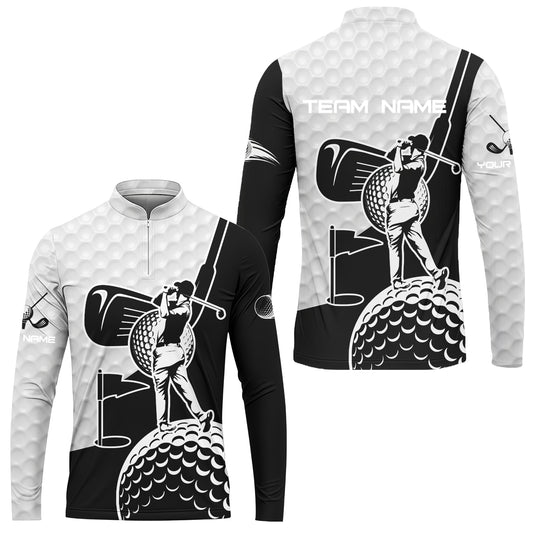 Golf Custom Name Long Sleeve Jersey Shirt - Golf Clubs Golf Ball Apparel - Personalized Gift For Golf Lover, Team, Golfer