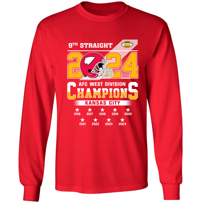 2024 Kansas City Football AFC West Champs 9th Straight Hoodie, Kansas City Conquered The AFC West Champs Hoodie Fans Gifts