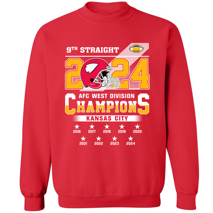 2024 Kansas City Football AFC West Champs 9th Straight Hoodie, Kansas City Conquered The AFC West Champs Hoodie Fans Gifts