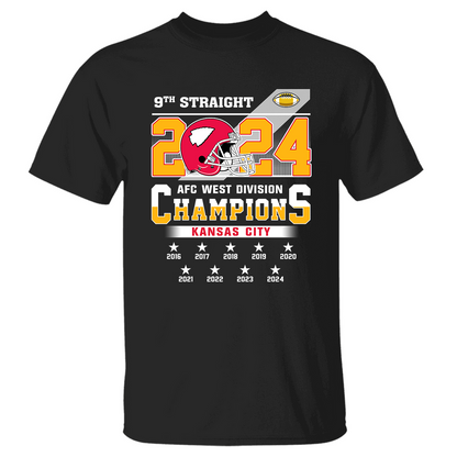 2024 Kansas City Football AFC West Champs 9th Straight Hoodie, Kansas City Conquered The AFC West Champs Hoodie Fans Gifts