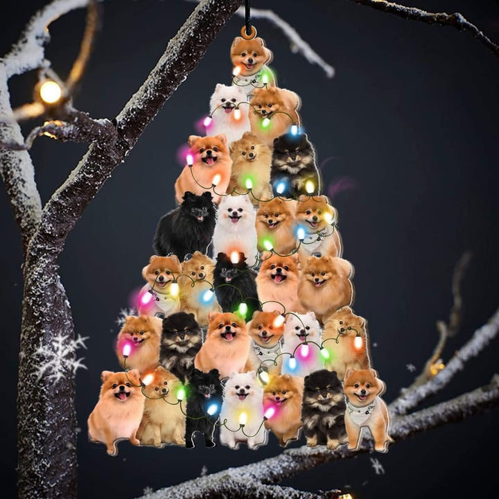 Pomeranian Dog Christmas Tree Acrylic Ornament, Christmas Gift Ornament for Dog Lover, Holiday Gifts