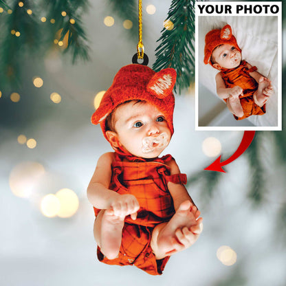 Custom Baby Photo Acrylic Ornament, Best Christmas Thanksgiving Gifts For New Baby, New Mom, New Dad, Family