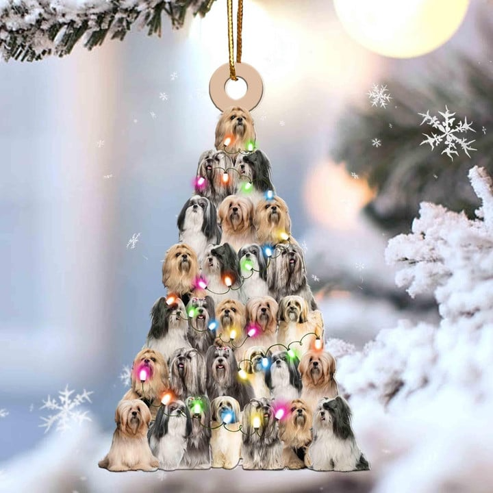 Lhasa Apso Dog Christmas Tree Acrylic Ornament, Christmas Gifts Ornament for Dog Lover, Holiday Gifts