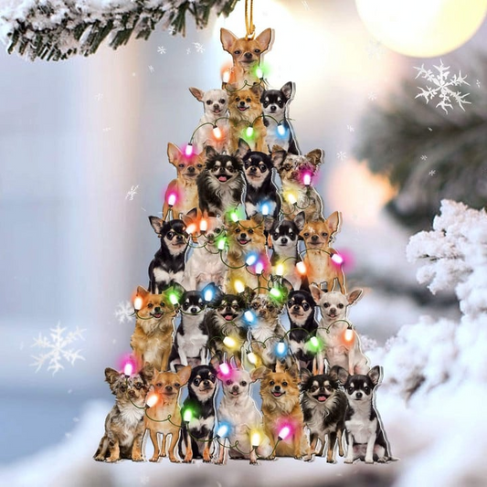 Chihuahua Dog Christmas Tree Acrylic Ornament, Christmas Gift Ornament for Dog Lover, Holiday Gifts
