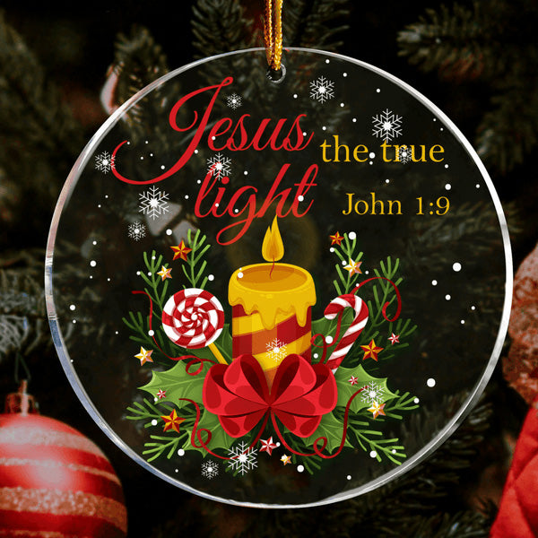 Snow Christmas Candle Jesus The True Light Acrylic Ornament, Christmas Gift For Family, Friends