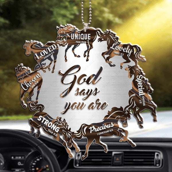 Circle Of Horses God Says You Are Acrylic Car Ornament, Perfect Christmas Gift For Family, Friends