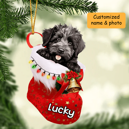 Personalized Bouvier des Flandres In Christmas Stocking Acrylic Ornament, Christmas Gifts Ornament for Dog Lover