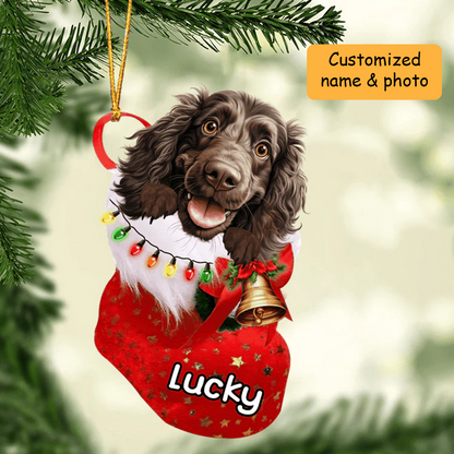 Personalized Boykin Spaniel In Christmas Stocking Acrylic Ornament, Christmas Gifts Ornament for Dog Lover