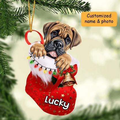 Personalized Boerboel Christmas Stocking Acrylic Ornament, Christmas Gifts Ornament for Dog Lover