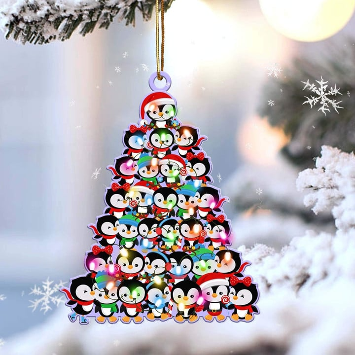 Penguin Christmas Tree Acrylic Ornament, Christmas Gift Ornament for Penguin Lover, Holiday Gifts