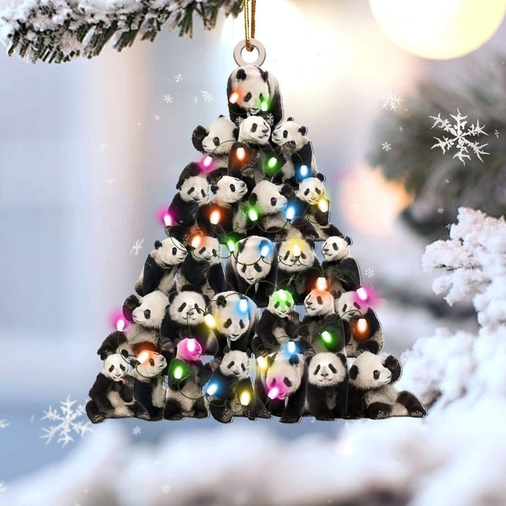 Panda Christmas Tree Acrylic Ornament, Christmas Gifts Ornament for Panda Lover, Holiday Gifts