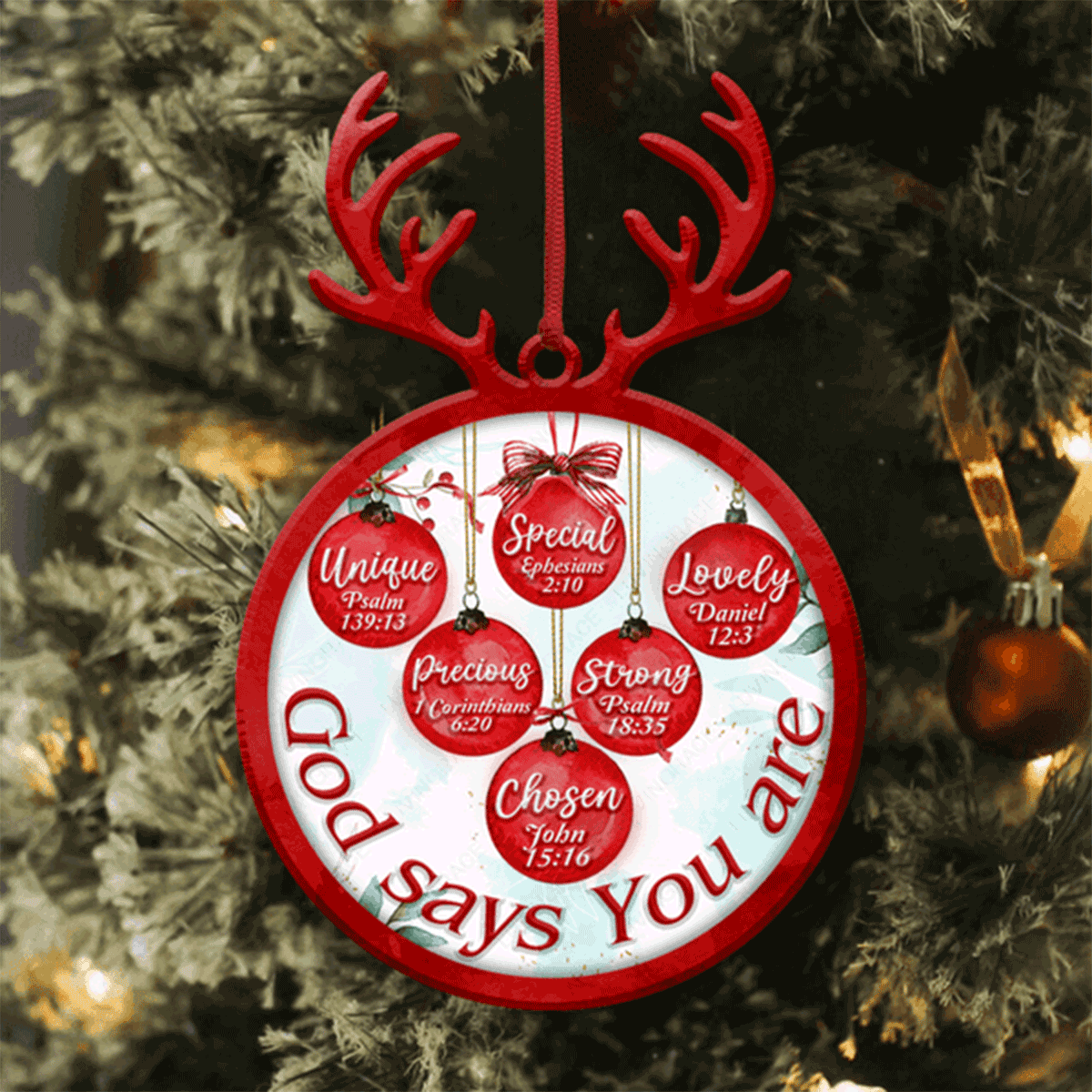 Christmas Deer Antlers God Says You Are Acrylic Ornament For Christian, God Faith Believers, Christmas Holiday Decor